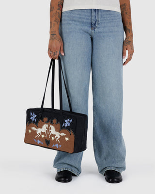 BAGGU Medium Nylon Bowler Bag - Western Appliqué