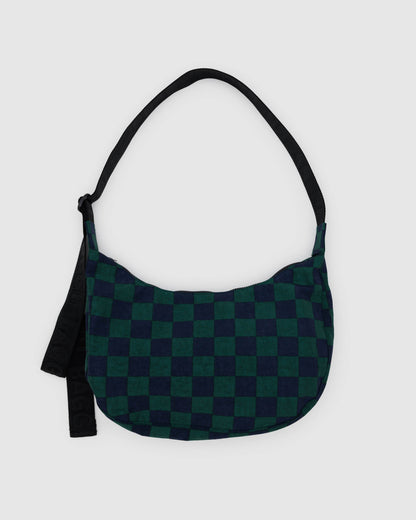 BAGGU Medium Crescent Bag - Navy Green Check