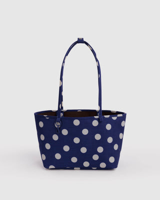 BAGGU Medium Nylon Reversible Tote - Navy Polka Dot Mix