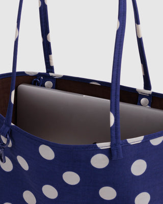 BAGGU Medium Nylon Reversible Tote - Navy Polka Dot Mix