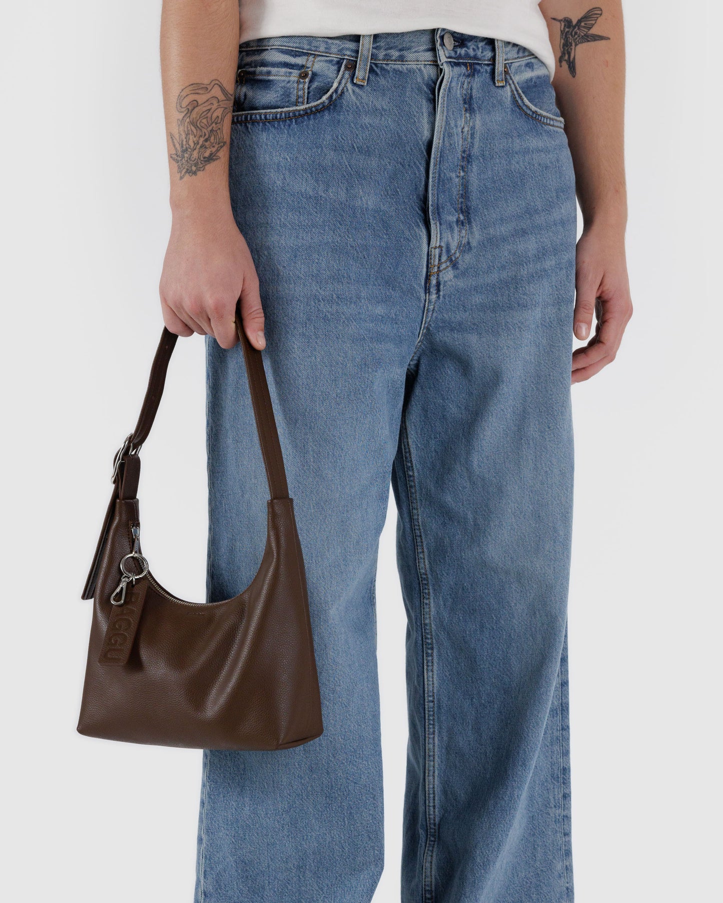 BAGGU Recycled Leather Shoulder Bag Mini - Brown