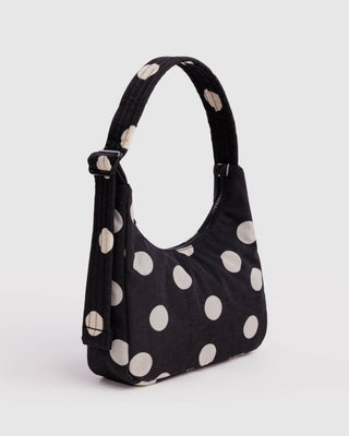 BAGGU Mini Nylon Shoulder Bag - Black And Cream Polka Dot