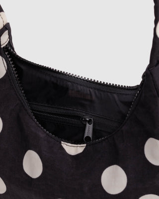 BAGGU Mini Nylon Shoulder Bag - Black And Cream Polka Dot