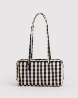 BAGGU Nylon Bowler Bag - Black and Cream Gingham