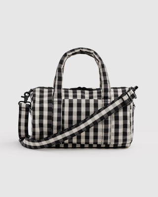 BAGGU Nylon Duffle Bag - Black And Cream Gingham