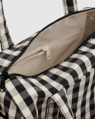BAGGU Nylon Duffle Bag - Black And Cream Gingham