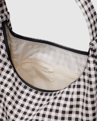 BAGGU Nylon Shoulder Bag - Black and White Gingham