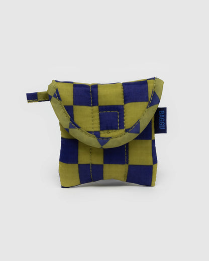 BAGGU Puffy Earbuds Case - Pear Navy Check