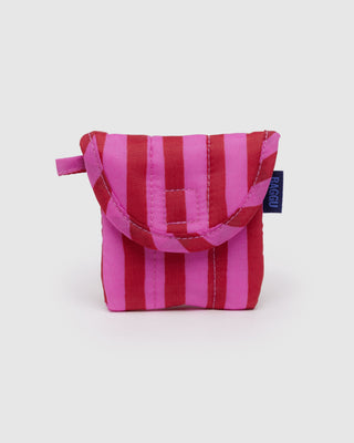BAGGU Puffy Earbuds Case - Pink & Red Painted Stripe