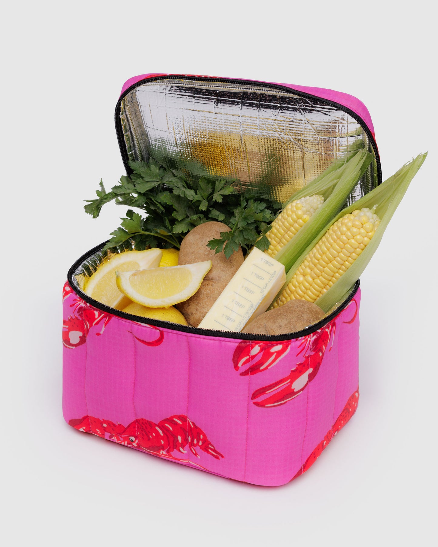 BAGGU Puffy Lunch Bag - Pink Lobster