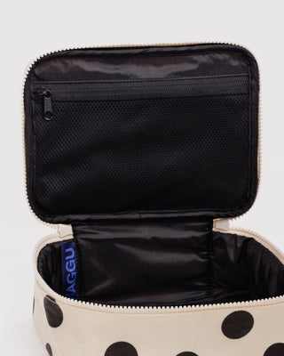 BAGGU Small Cosmetic Case - Cream and Black Polka Dot