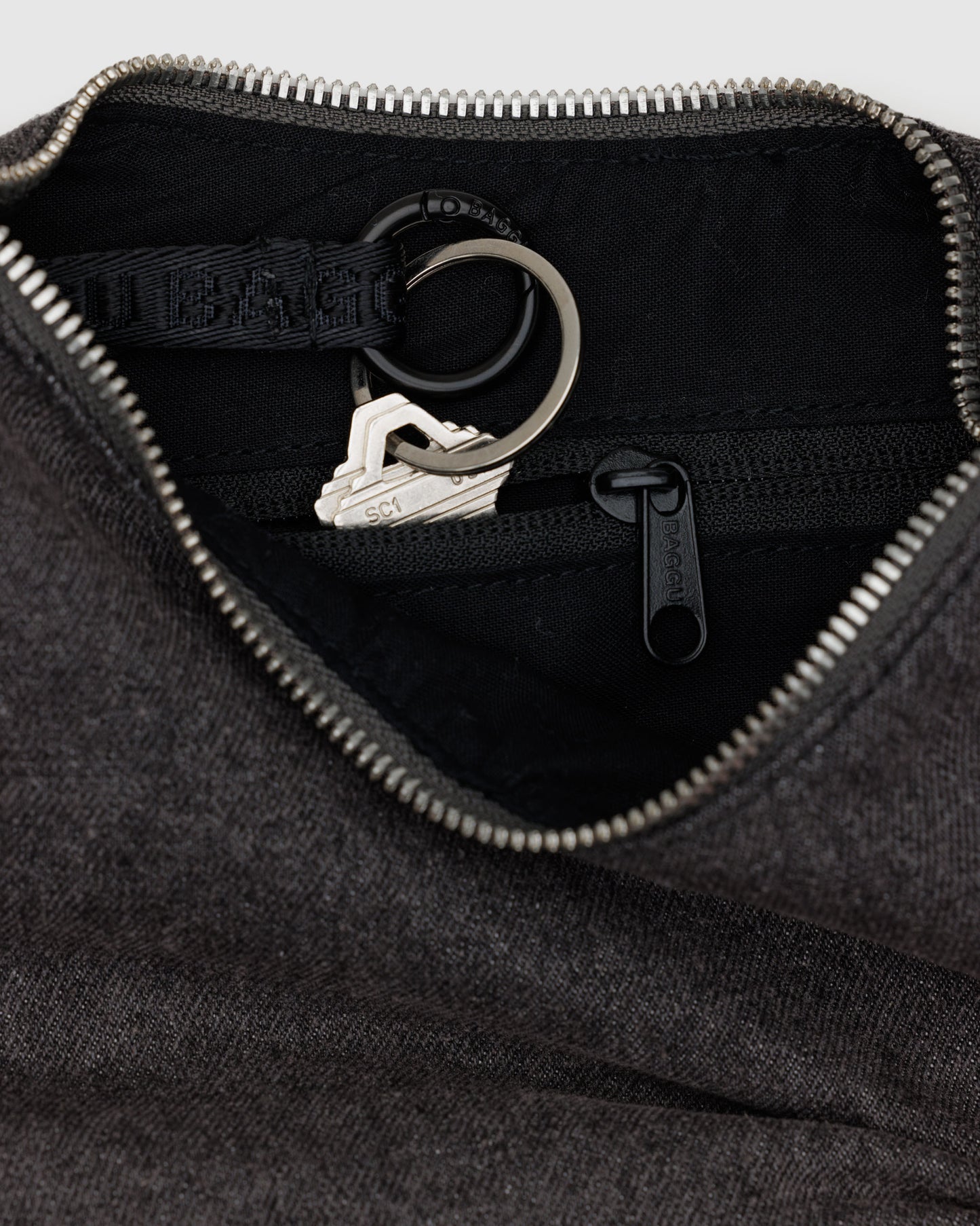 BAGGU Small Denim Crescent Bag - Washed Black Denim