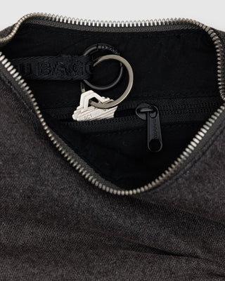 BAGGU Small Denim Crescent Bag - Washed Black Denim