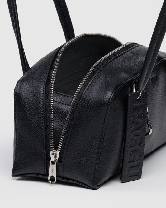 BAGGU Small Recycled Leather Bowler Bag - Black