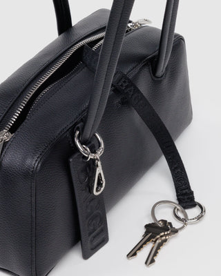 BAGGU Small Recycled Leather Bowler Bag - Black