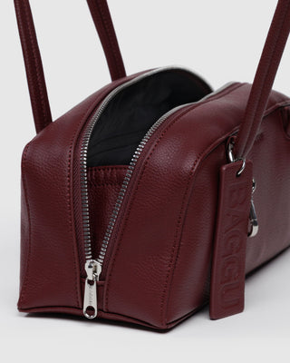 BAGGU Small Recycled Leather Bowler Bag - Mahogany