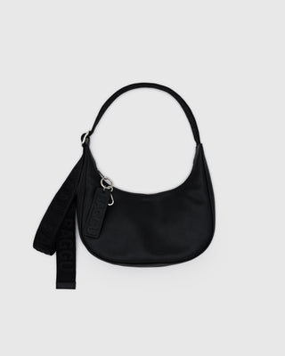 BAGGU Recycled Leather Crescent Bag Small - Black