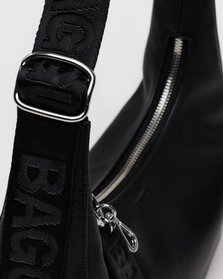 BAGGU Recycled Leather Crescent Bag Small - Black