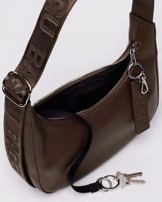 BAGGU Recycled Leather Crescent Bag Small - Brown