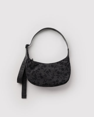 BAGGU Small Crescent Bag - Charcoal Ditsy Floral