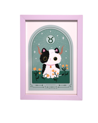 Innrammet Zodiac Kitty Art Print A5 - Taurus