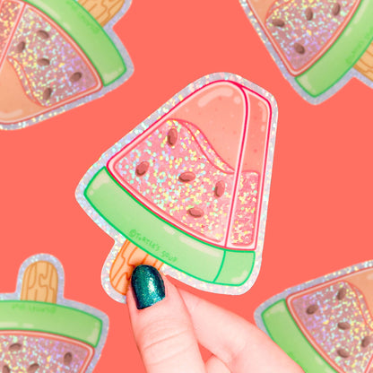 Watermelon Ice Pop - Klistremerke (Glitter)