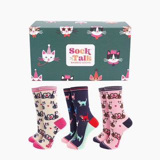 Love Cats - Gavesett med Bambussokker Str. 36-40