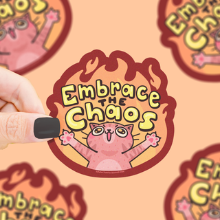 Embrace the Chaos Cat Meme - Klistremerke