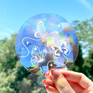 White Butterflies Suncatcher - Regnbue Vindusdekal