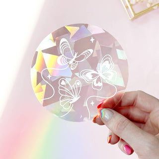 White Butterflies Suncatcher - Regnbue Vindusdekal