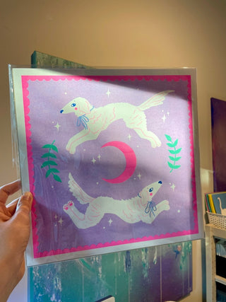Amy Hastings - Leaping Borzois Risograph Print - COLORPOP