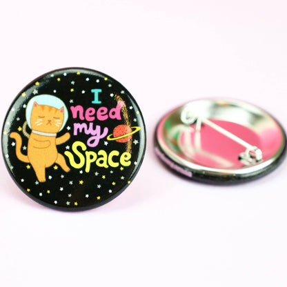 I Need My Space Galaxy Cat Introvert Button
