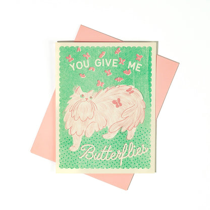 You Give Me Butterflies - Risograf Kort