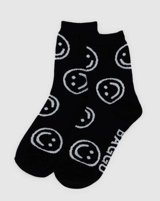 BAGGU - BAGGU Crew Sock - Black Happy - COLORPOP