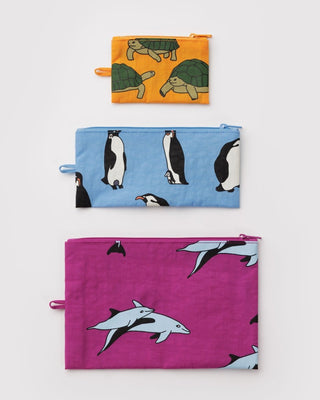 BAGGU - BAGGU Flat Pouch Set - Vacation Animals - COLORPOP