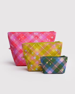 BAGGU - BAGGU Go Pouch Set - Star Plaid - COLORPOP