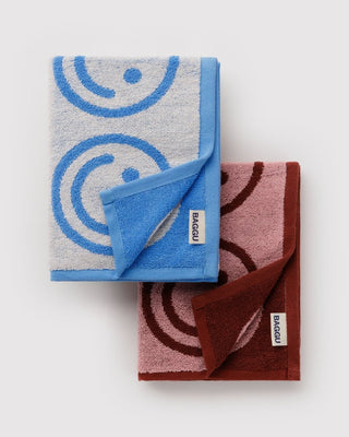 BAGGU - BAGGU Hand Towel Set of 2 - Sky Blue and Blush Happy - COLORPOP