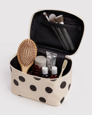 BAGGU - BAGGU Large Cosmetic Case - Cream and Black Polka Dot - COLORPOP
