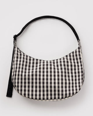 BAGGU - BAGGU Large Crescent Bag - Black and Cream Gingham - COLORPOP