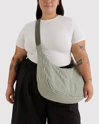 BAGGU - BAGGU Large Crescent Bag - Sage Stripe - COLORPOP