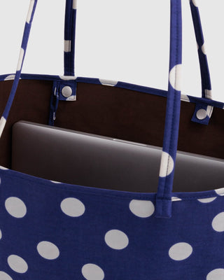 BAGGU - BAGGU Large Nylon Reversible Tote - Navy Polka Dot Mix - COLORPOP
