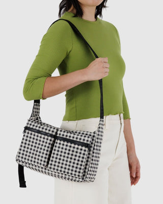 BAGGU - BAGGU Medium Cargo Crossbody - Black & White Gingham - COLORPOP