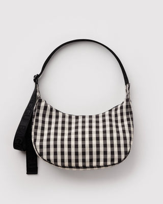 BAGGU - BAGGU Medium Crescent Bag - Black and Cream Gingham - COLORPOP