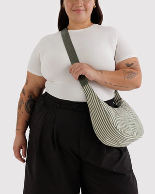 BAGGU - BAGGU Medium Crescent Bag - Sage Stripe - COLORPOP