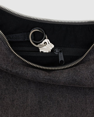 BAGGU - BAGGU Medium Denim Crescent Bag - Washed Black Denim - COLORPOP