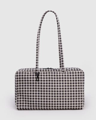 BAGGU - BAGGU Medium Nylon Bowler Bag - Black & White Gingham - COLORPOP