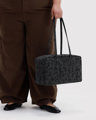 BAGGU - BAGGU Medium Nylon Bowler Bag - Charcoal Ditsy Floral - COLORPOP