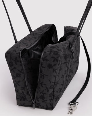 BAGGU - BAGGU Medium Nylon Bowler Bag - Charcoal Ditsy Floral - COLORPOP