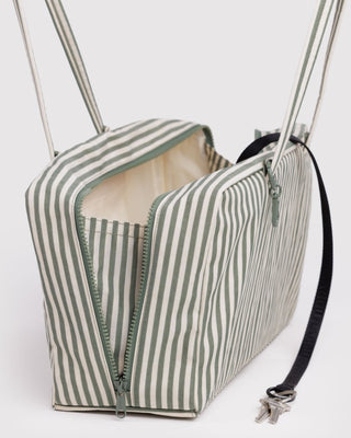 BAGGU - BAGGU Medium Nylon Bowler Bag - Sage Stripe - COLORPOP
