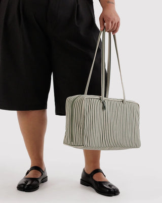 BAGGU - BAGGU Medium Nylon Bowler Bag - Sage Stripe - COLORPOP